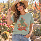 Desert Bloom T-Shirt worn outdoors
