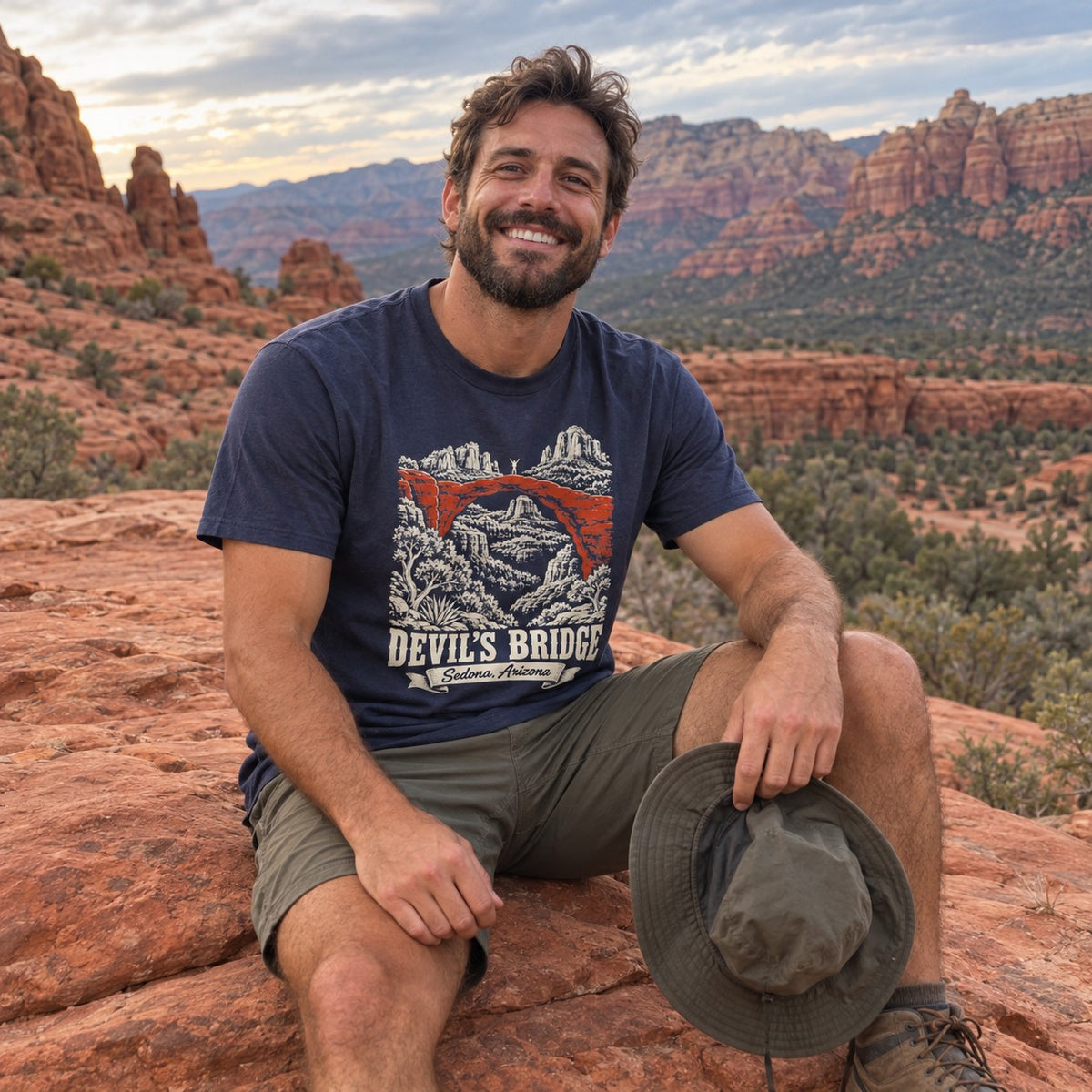 Man wearing the Devils Bridge T-Shirt