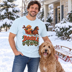 Doodle All the Way T-Shirt worn in a casual Christmas photo