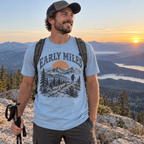 Hiker wearing the Early Miles T-Shirt