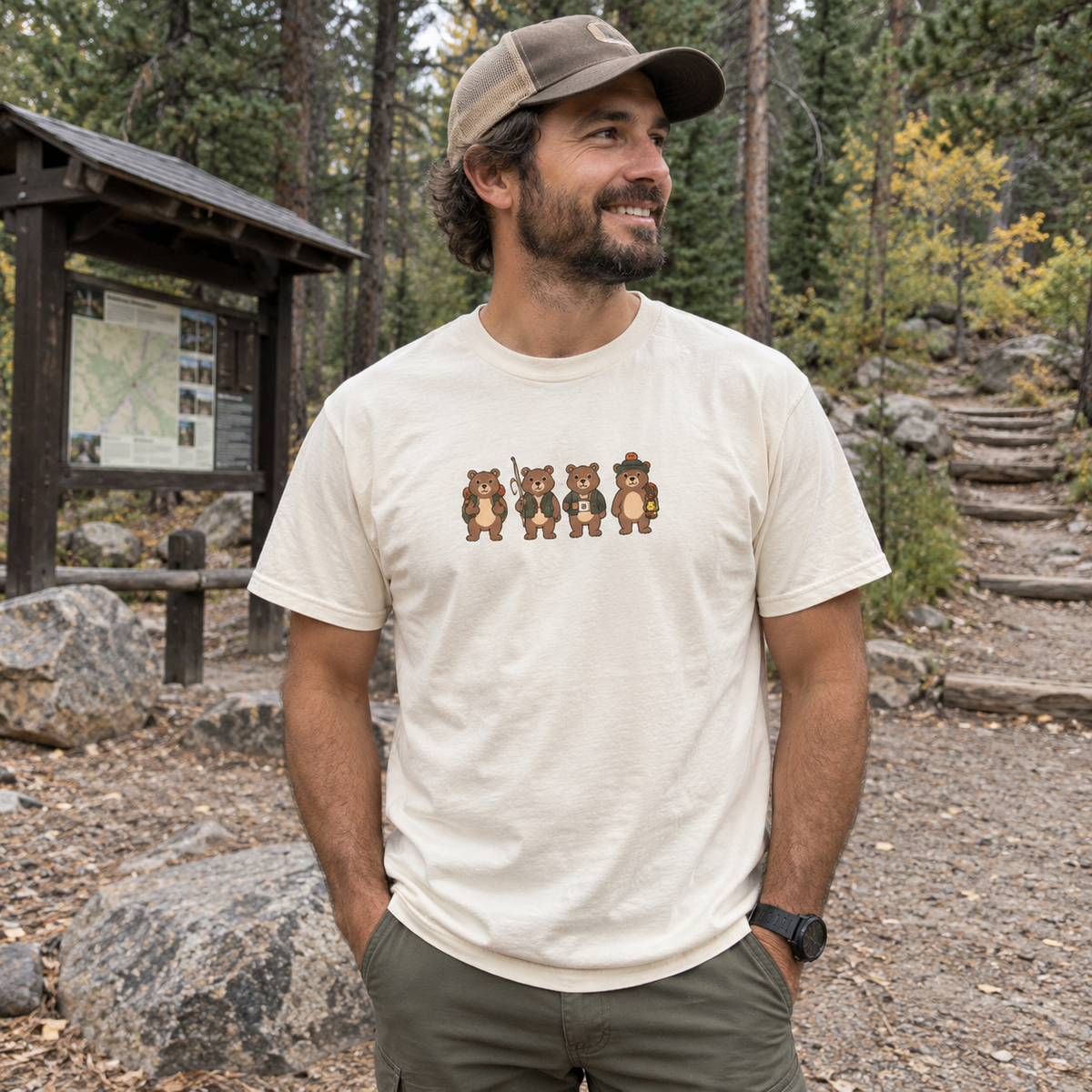 Bear Crew T-Shirt - worn