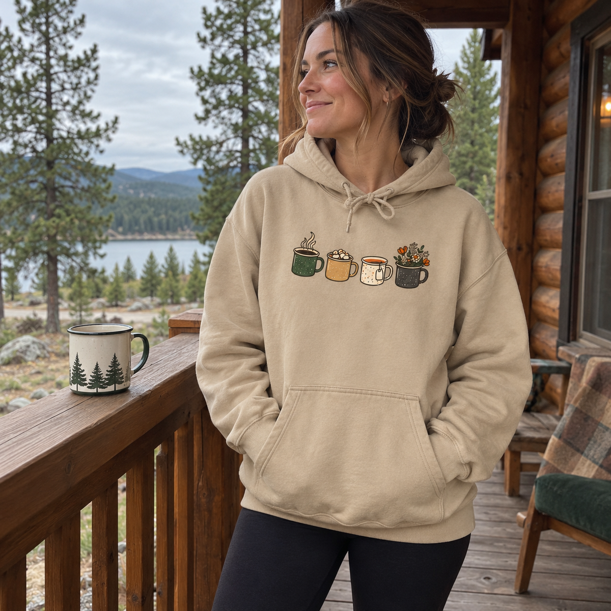 Camp Mugs Hoodie - worn