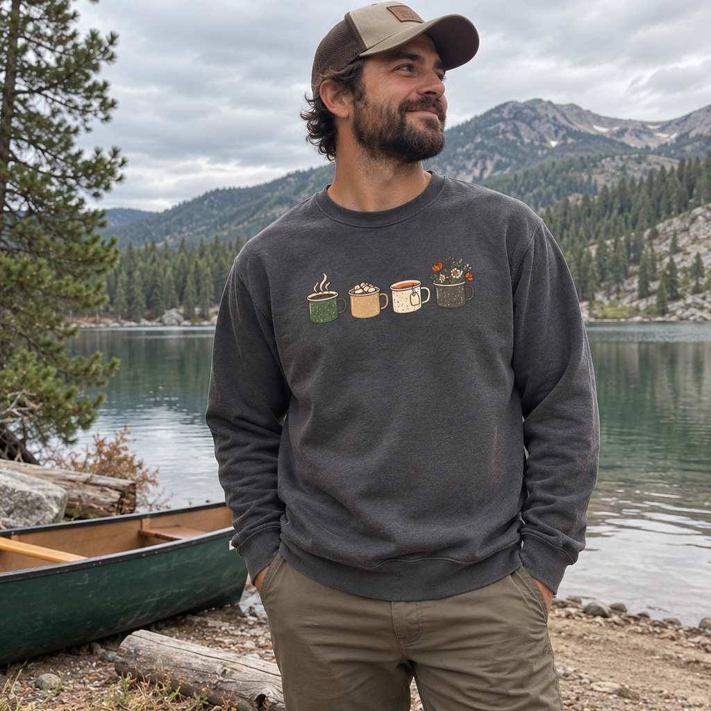 Camp Mugs Sweatshirt - worn