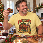 Fruitcake Survivor T-Shirt worn in a casual Christmas photo