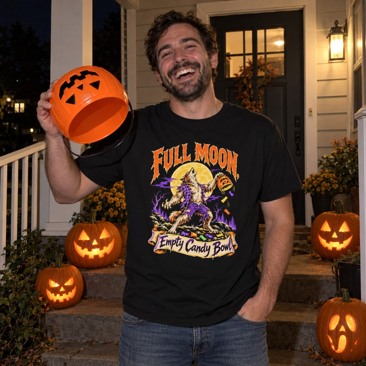 Full Moon, Empty Candy Bowl T-Shirt worn casually