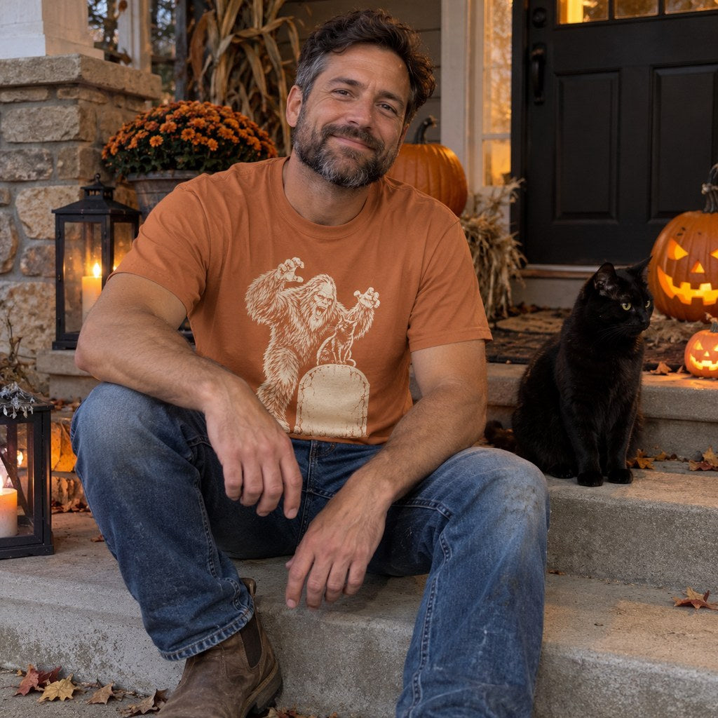 Person wearing the Bigfoot Graveyard Scare T-Shirt