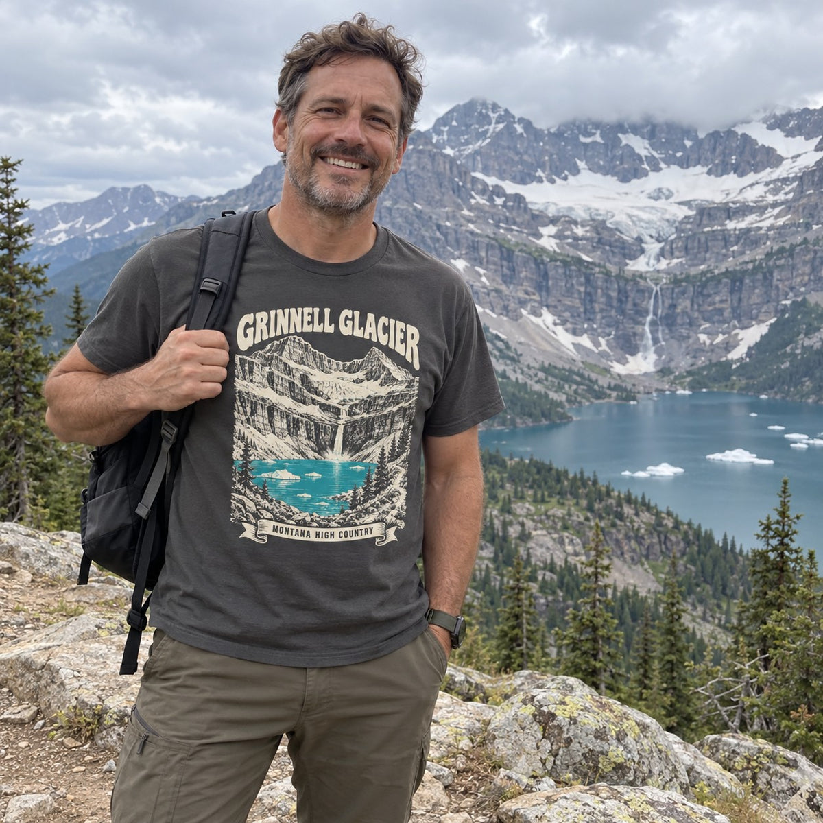 Grinnell Glacier T-Shirt worn outdoors