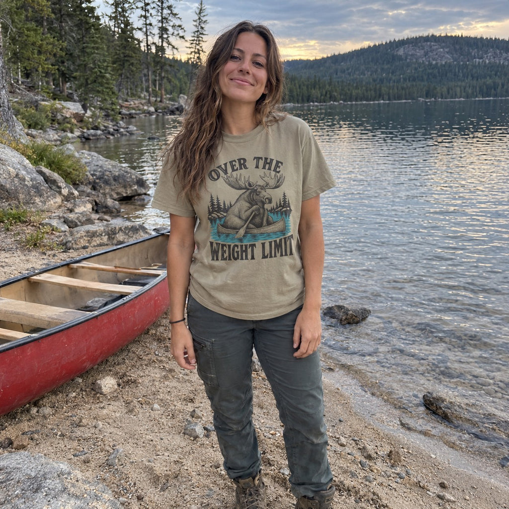 Wearing the Over the Weight Limit T-Shirt outdoors