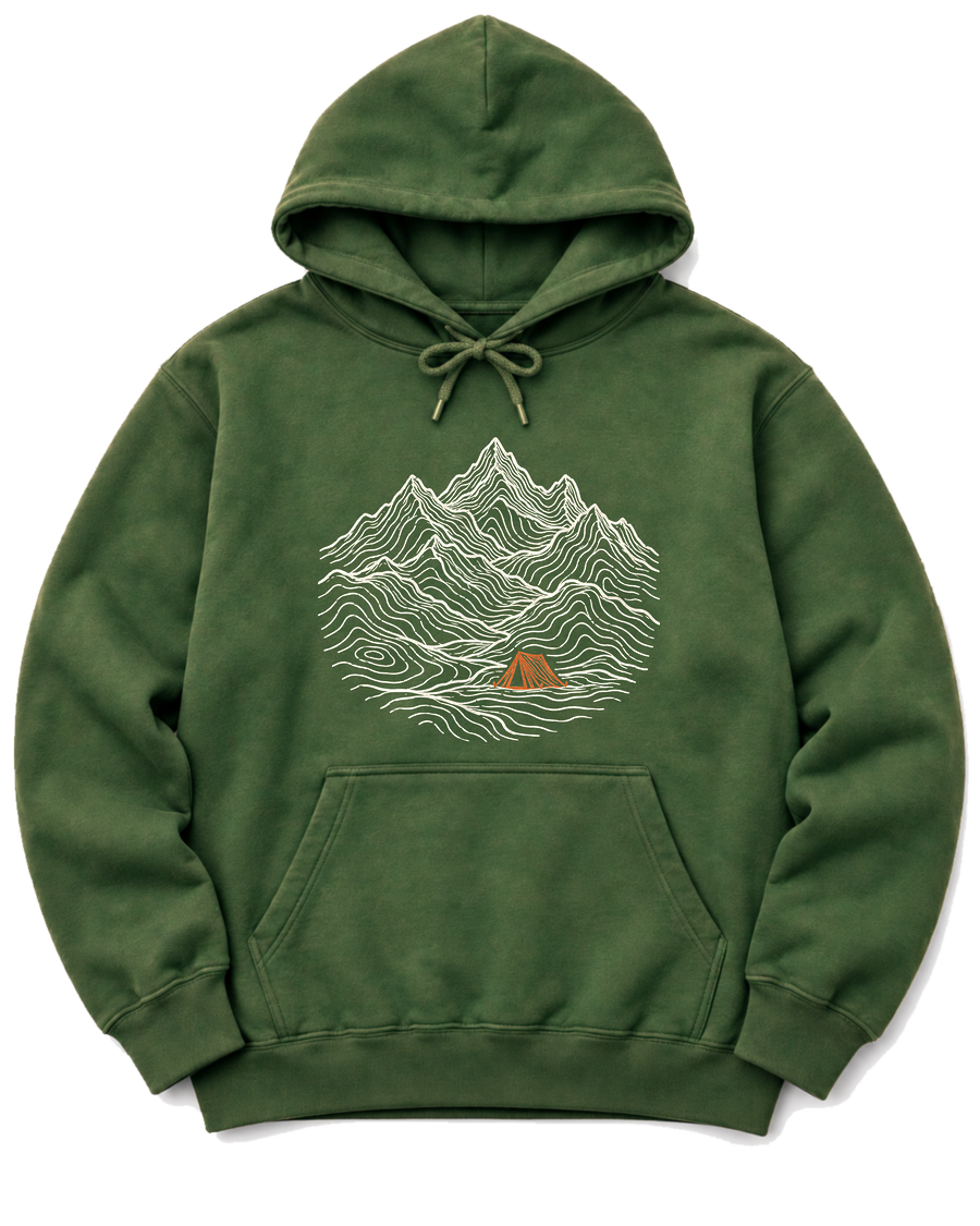 Tent Under the Peaks Hoodie - Military Green