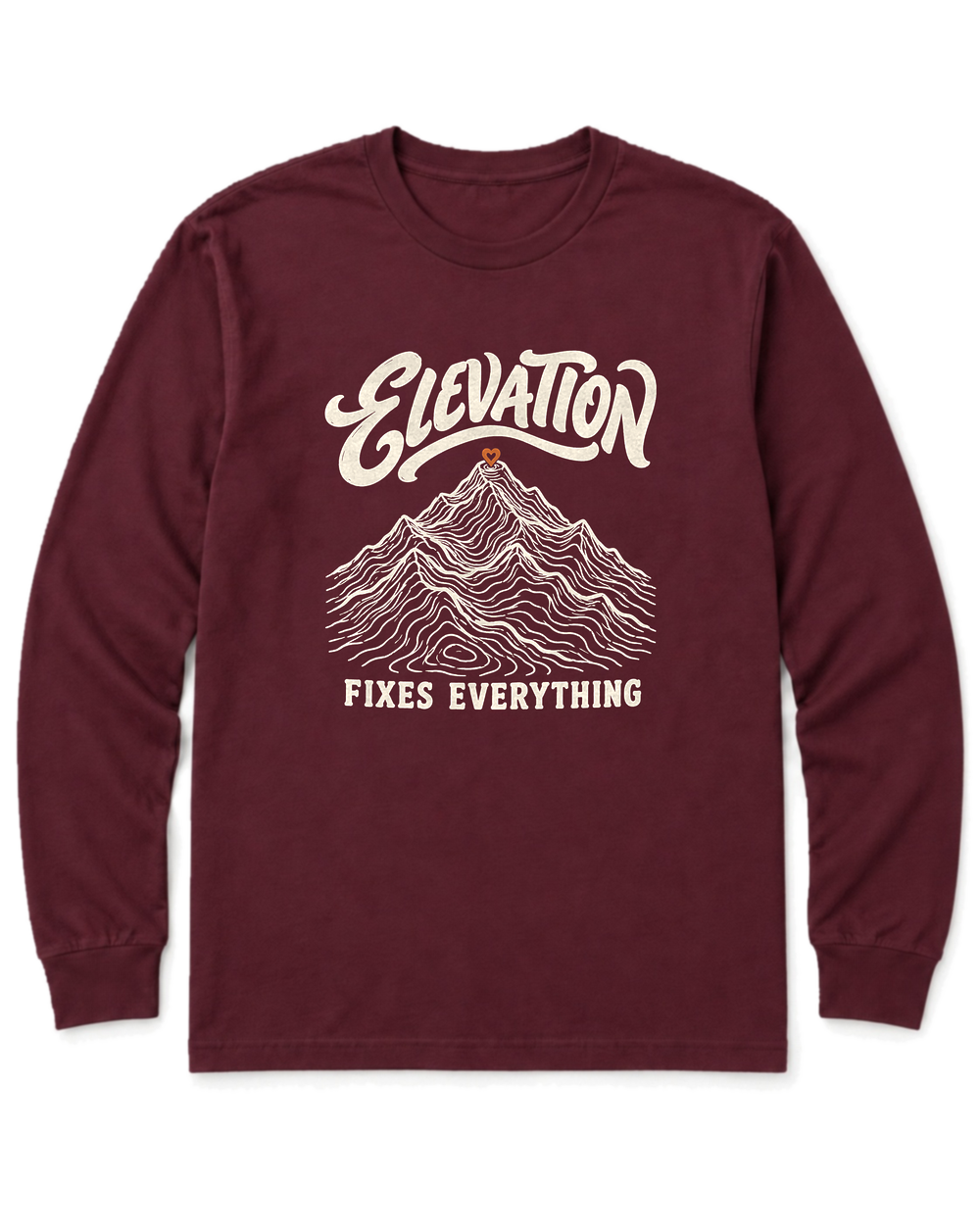 Elevation Fixes Everything Long Sleeve Shirt - Maroon