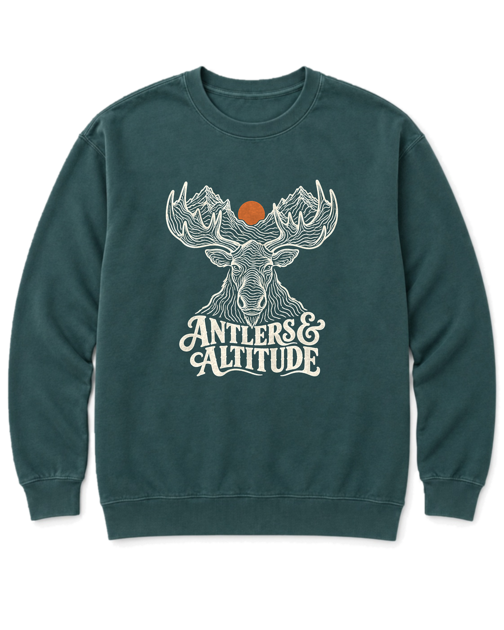 Antlers & Altitude Sweatshirt - Blue Spruce