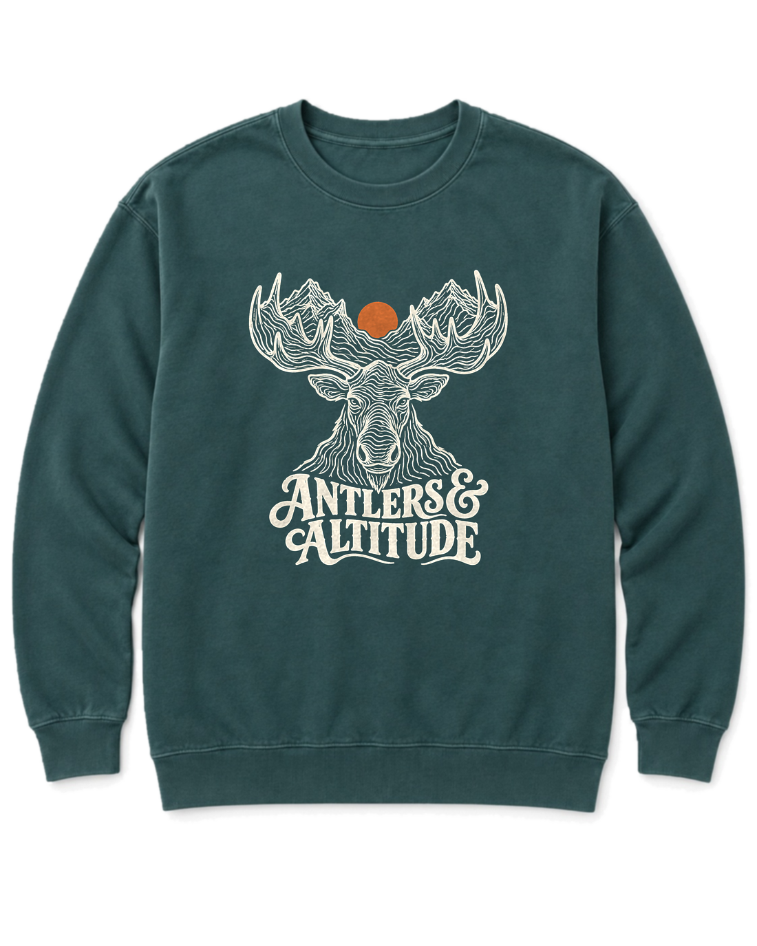 Antlers & Altitude Sweatshirt - Blue Spruce