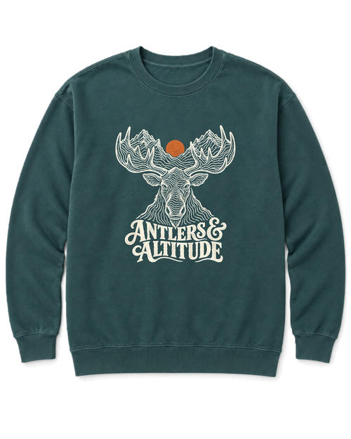 Antlers & Altitude Sweatshirt - Blue Spruce