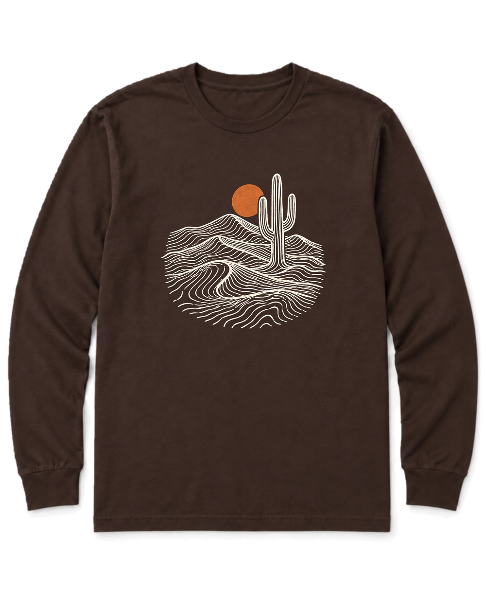 Desert Saguaro Long Sleeve Shirt - Dark Chocolate