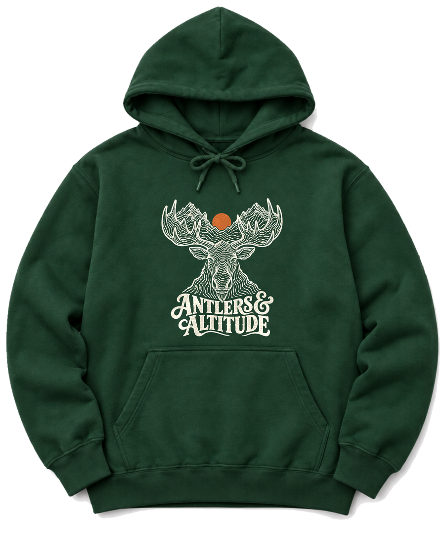 Antlers & Altitude Hoodie - Forest Green