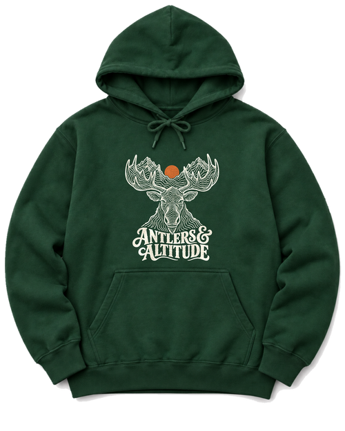 Antlers & Altitude Hoodie - Forest Green