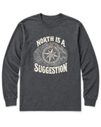 North Is a Suggestion Long Sleeve Shirt - Dark Heather