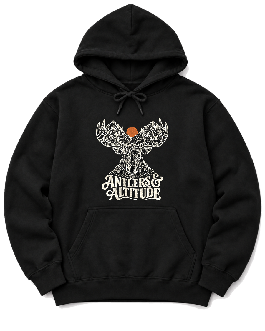 Antlers & Altitude Hoodie - Black