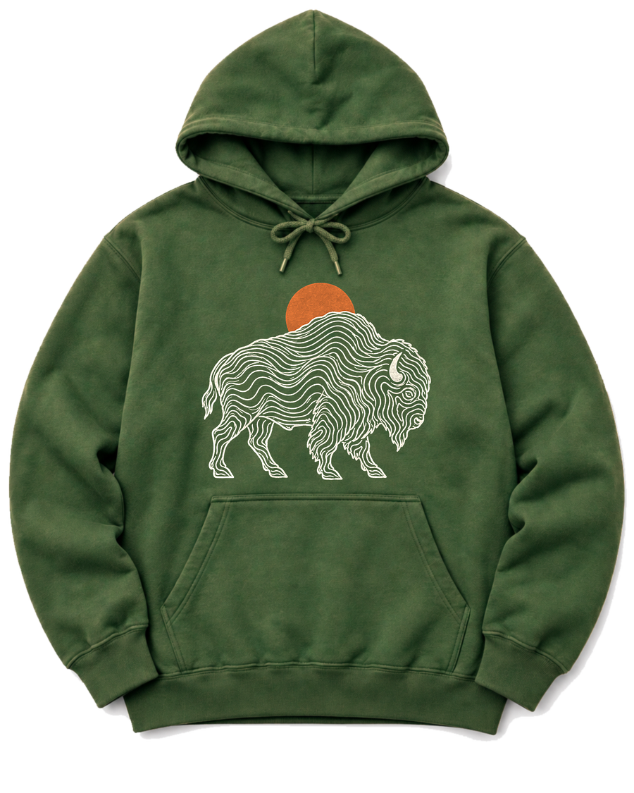 Topo Bison Hoodie - Military Green