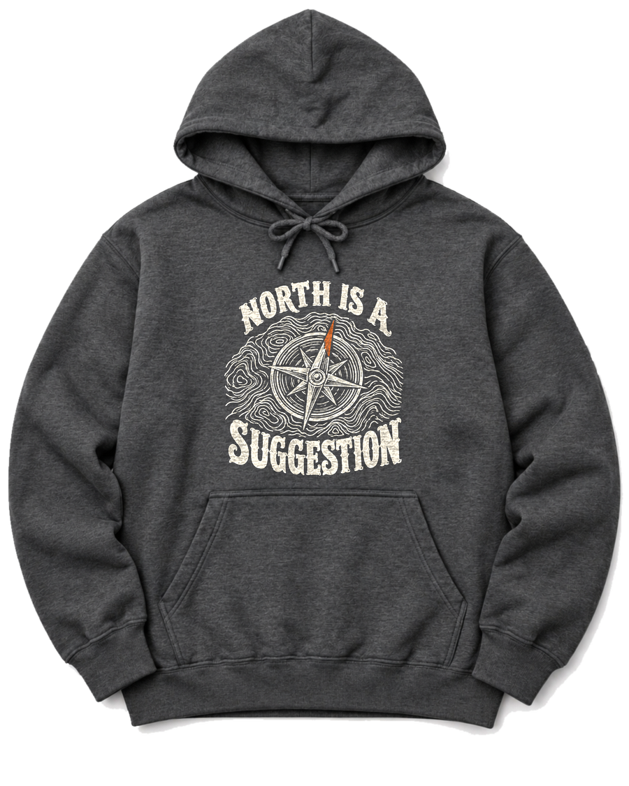 North Is a Suggestion Hoodie - Dark Heather