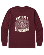 North Is a Suggestion Long Sleeve Shirt - Maroon
