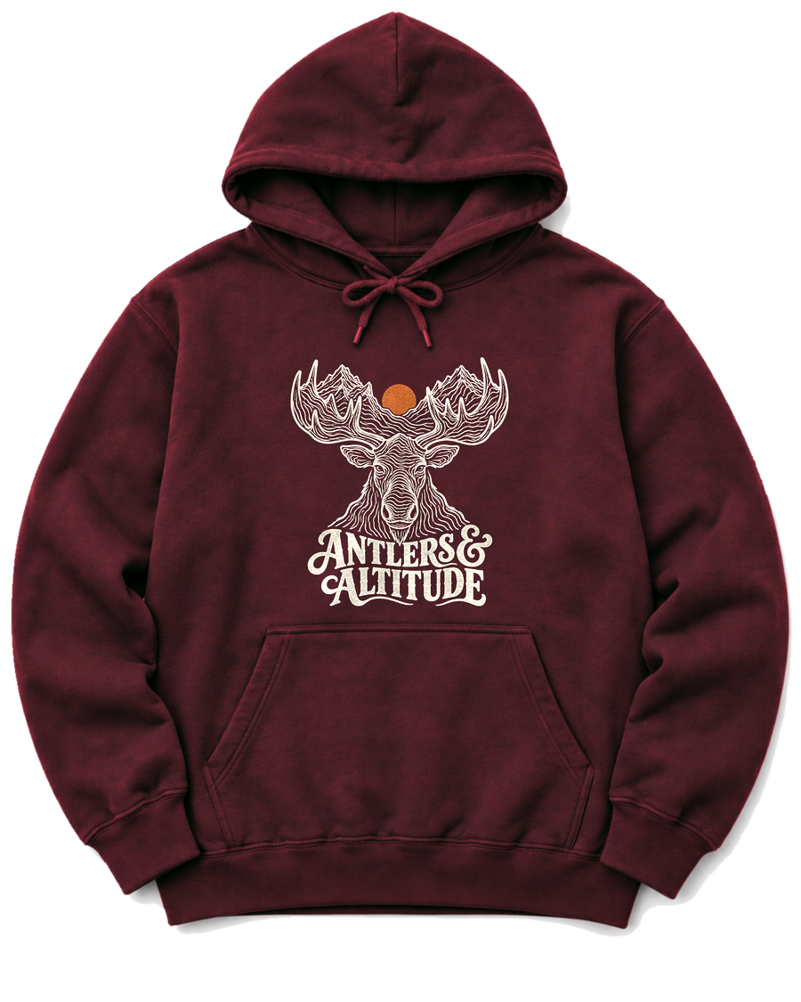 Antlers & Altitude Hoodie - Maroon