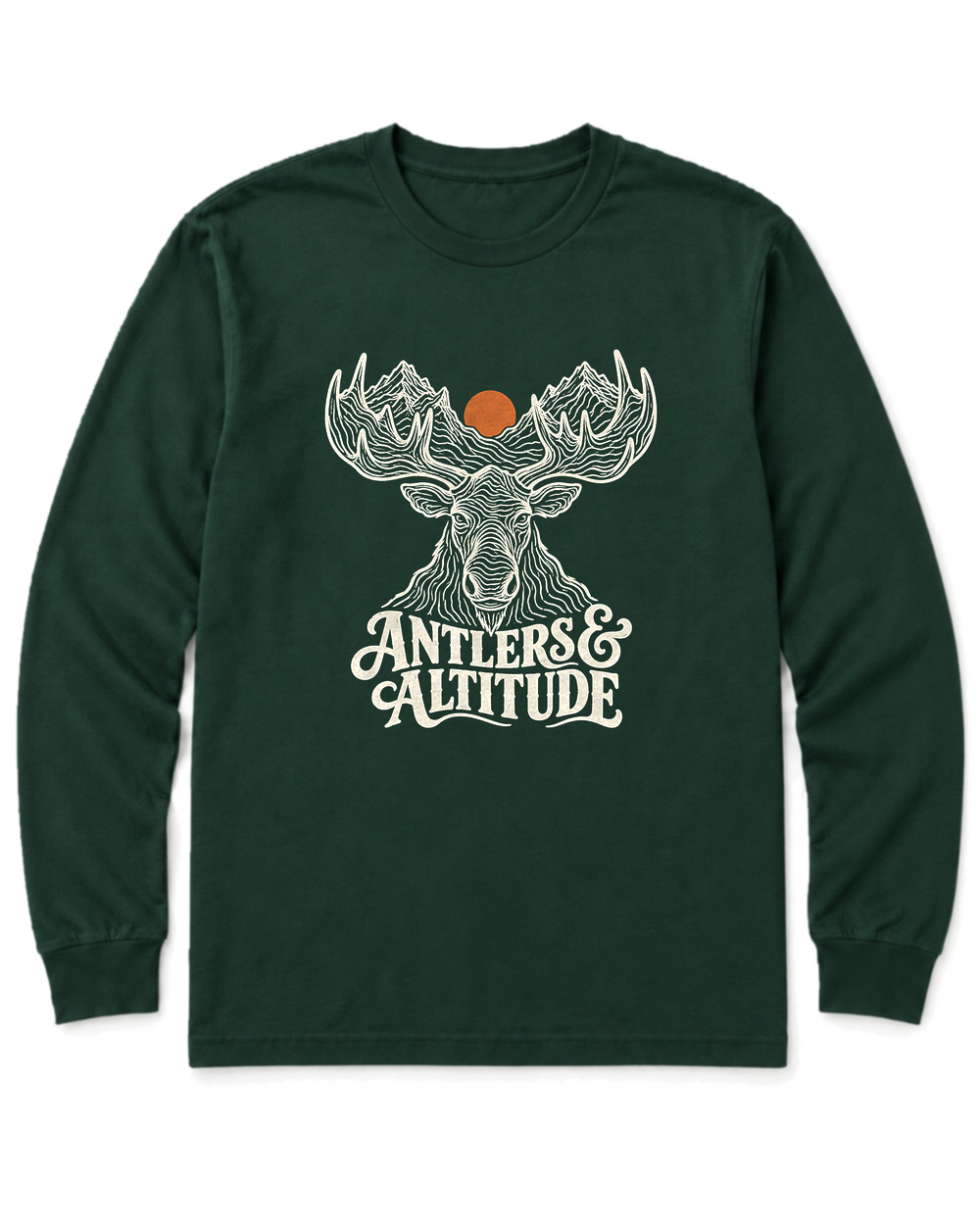 Antlers & Altitude Long Sleeve Shirt - Forest Green