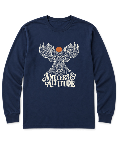 Antlers & Altitude Long Sleeve Shirt - Navy