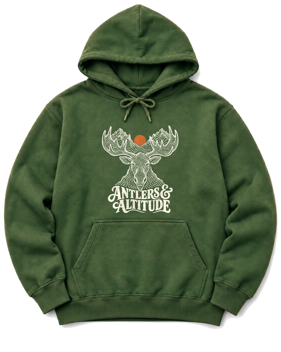 Antlers & Altitude Hoodie - Military Green