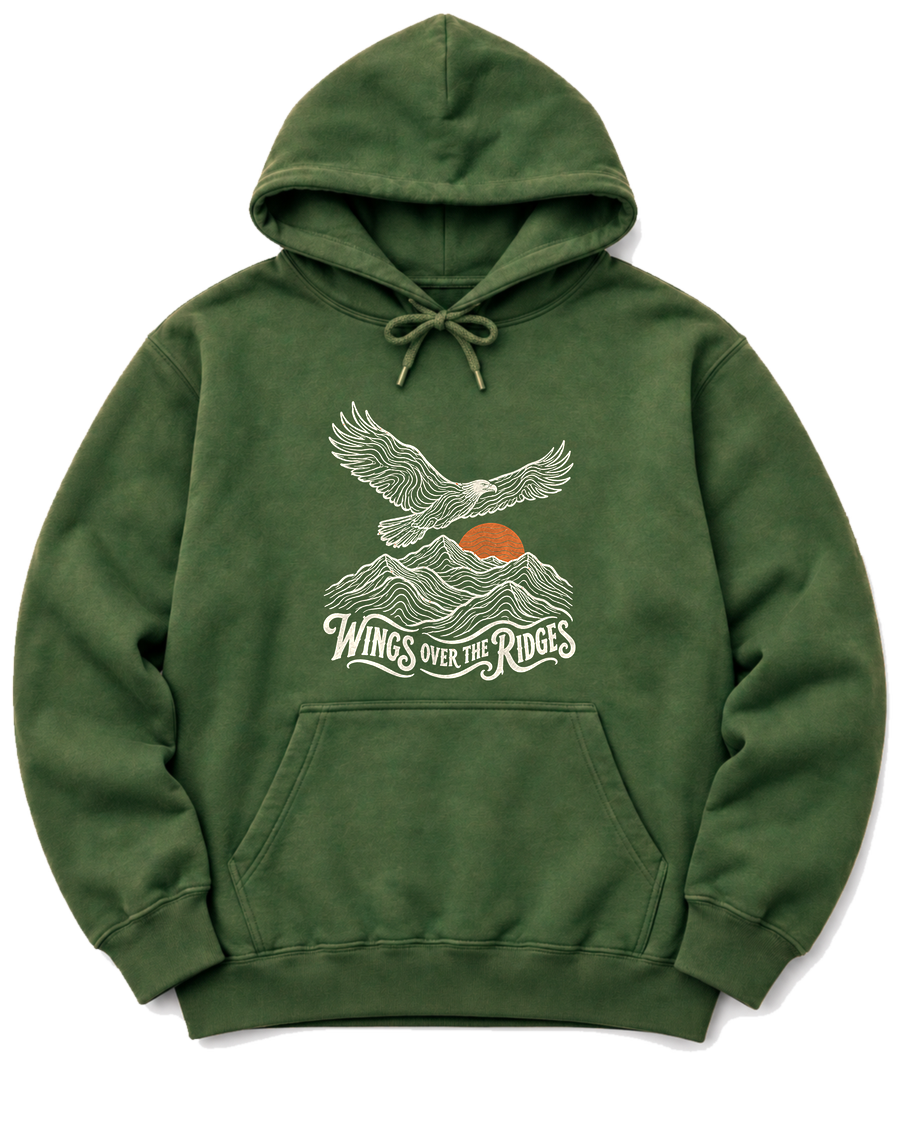 Wings Over the Ridges Hoodie - Military Green