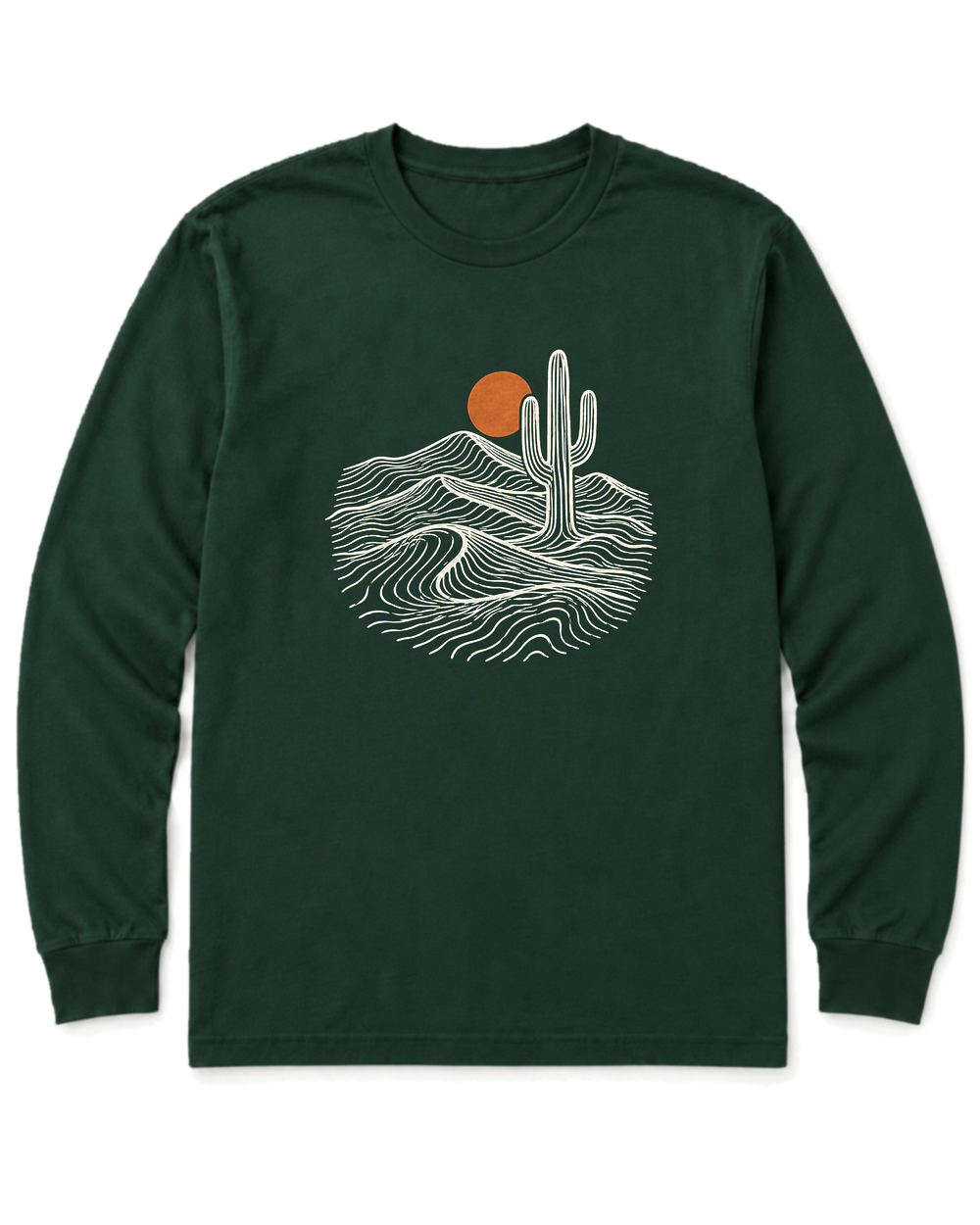 Desert Saguaro Long Sleeve Shirt - Forest Green