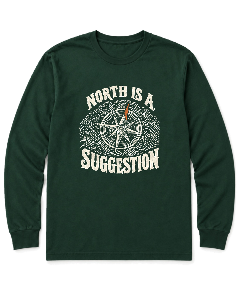 North Is a Suggestion Long Sleeve Shirt - Forest Green