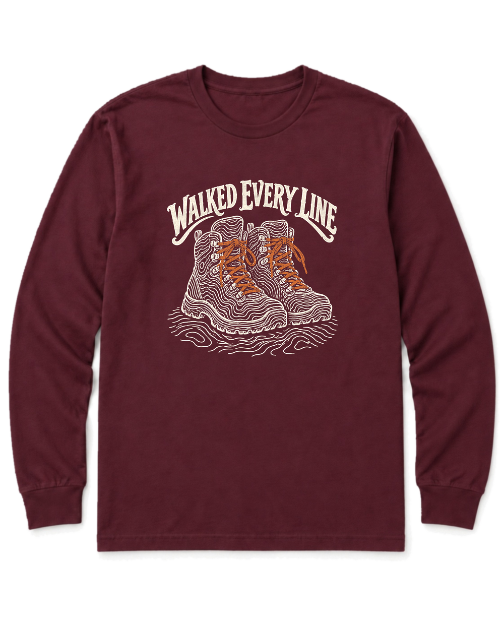 Walked Every Line Long Sleeve Shirt - Maroon