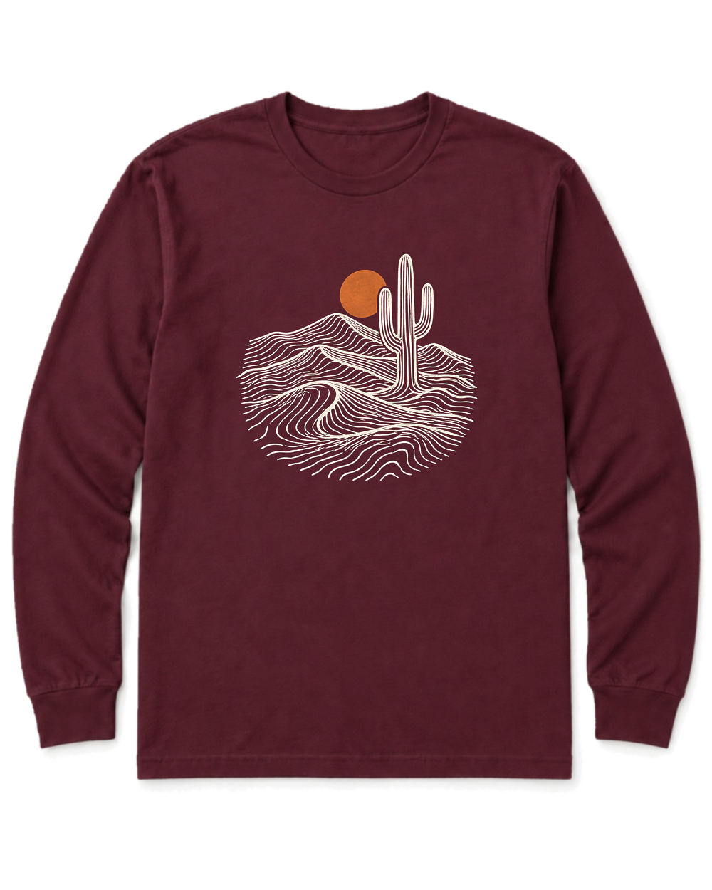 Desert Saguaro Long Sleeve Shirt - Maroon