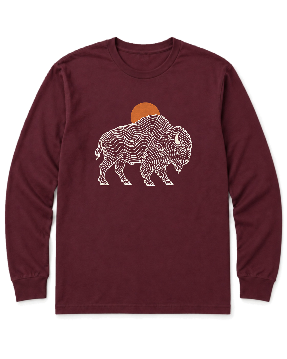 Topo Bison Long Sleeve Shirt - Maroon