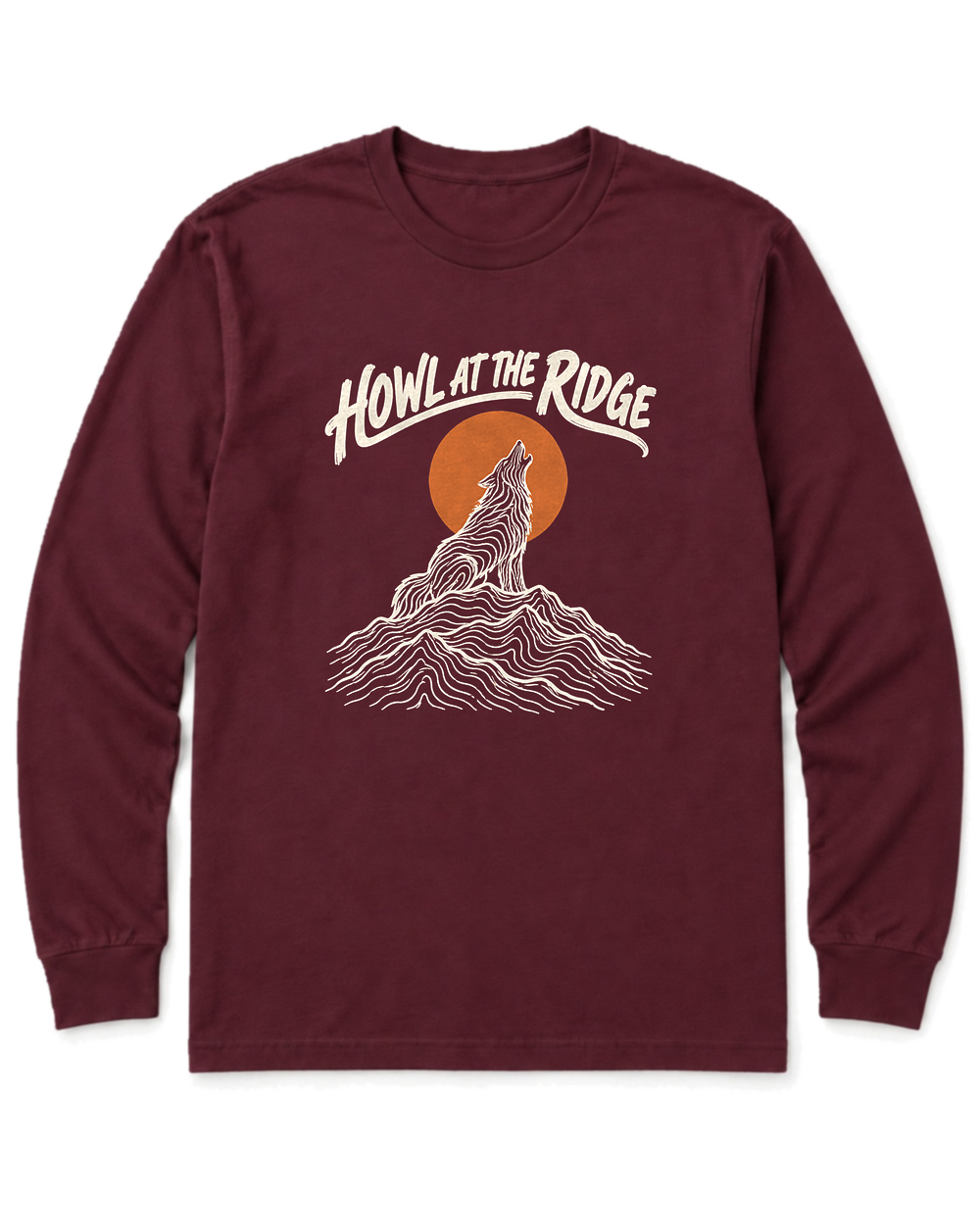 Howl at the Ridge Long Sleeve Shirt - Maroon