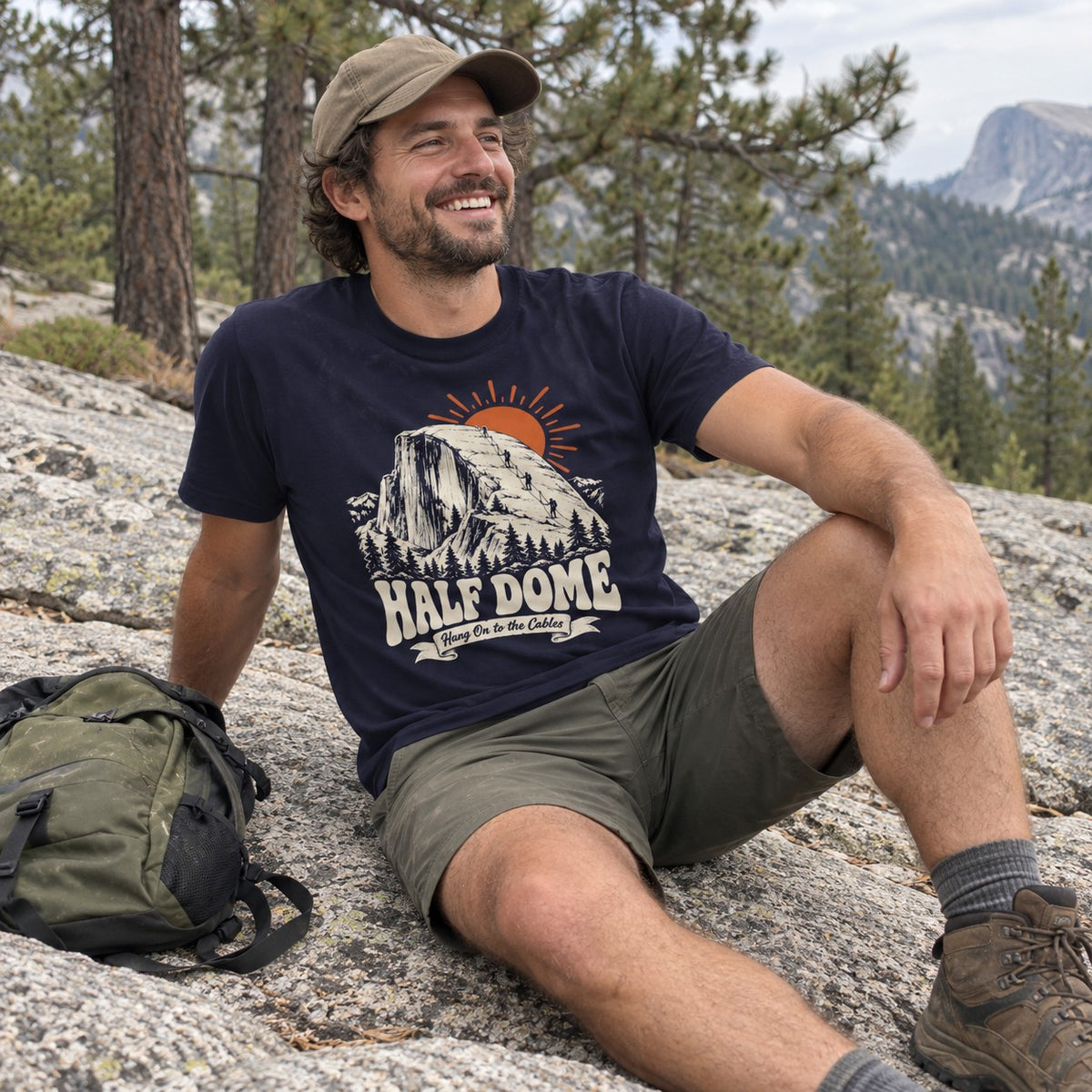 Half Dome T-Shirt worn outdoors