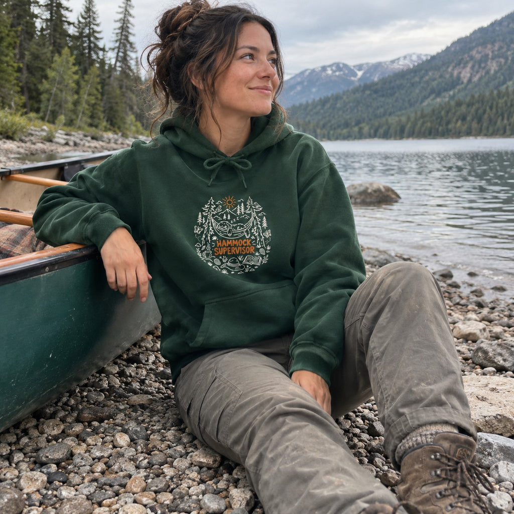 Hammock Supervisor Hoodie worn outdoors