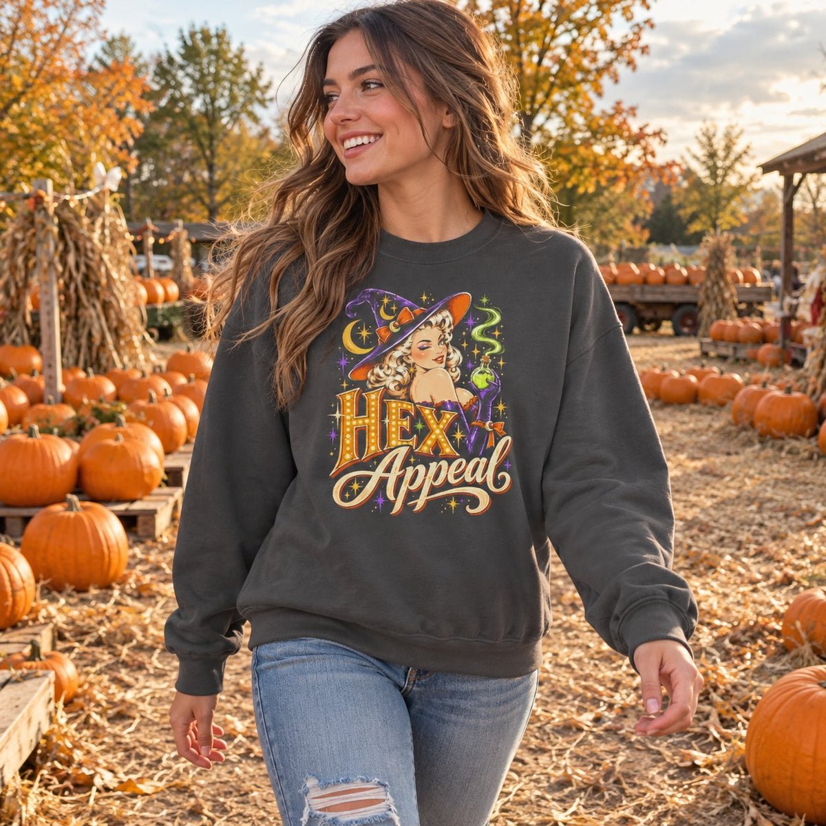 Hex Appeal Sweatshirt worn casually