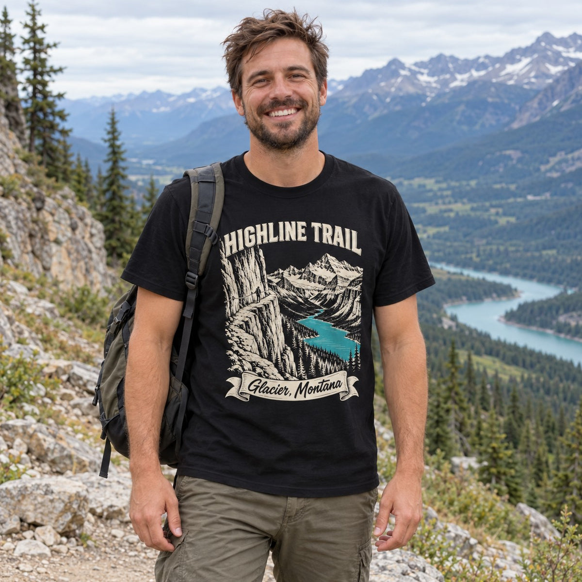 Man wearing the Highline Trail T-Shirt
