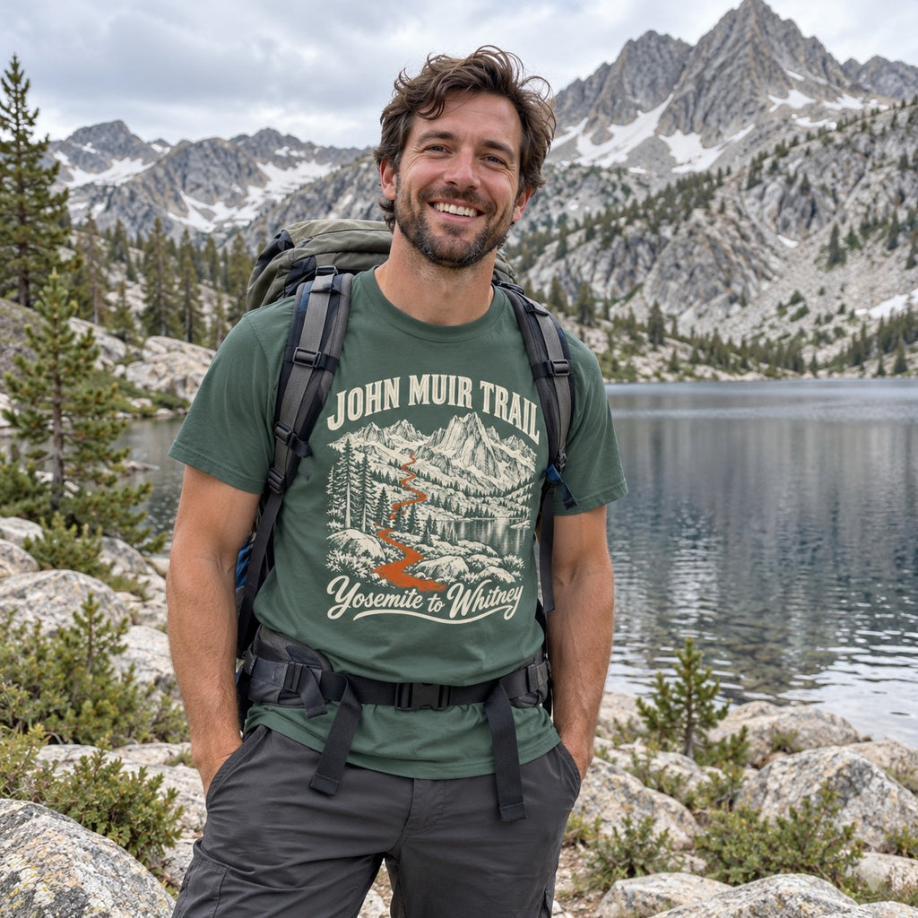John Muir Trail T-Shirt worn outdoors