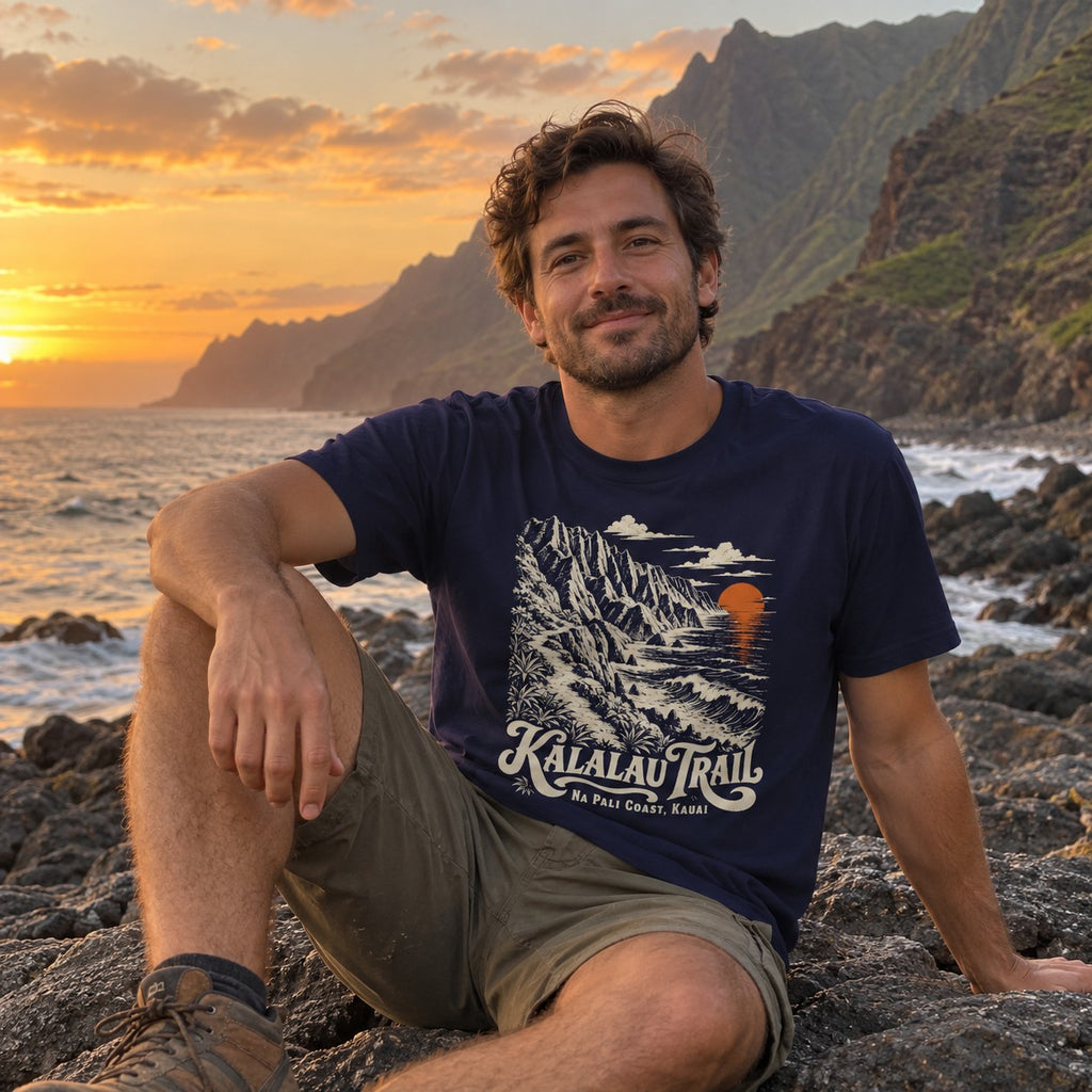 Kalalau Trail T-Shirt worn outdoors
