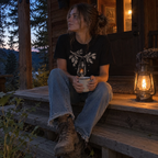 Lantern Light T-Shirt worn outdoors