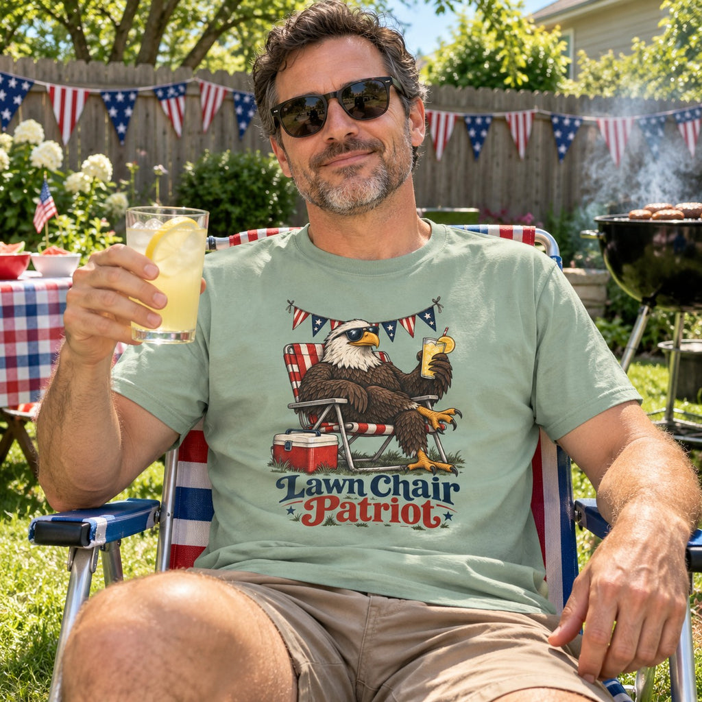 Lawn Chair Patriot T-Shirt worn casually