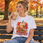 Woman wearing the Leaf Me Alone, I'm Sipping T-shirt