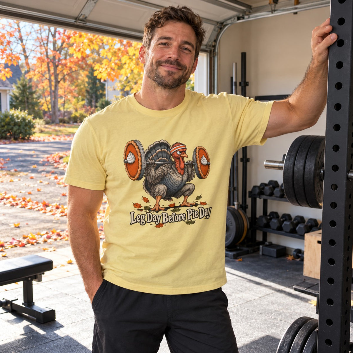 Leg Day Before Pie Day T-Shirt worn casually