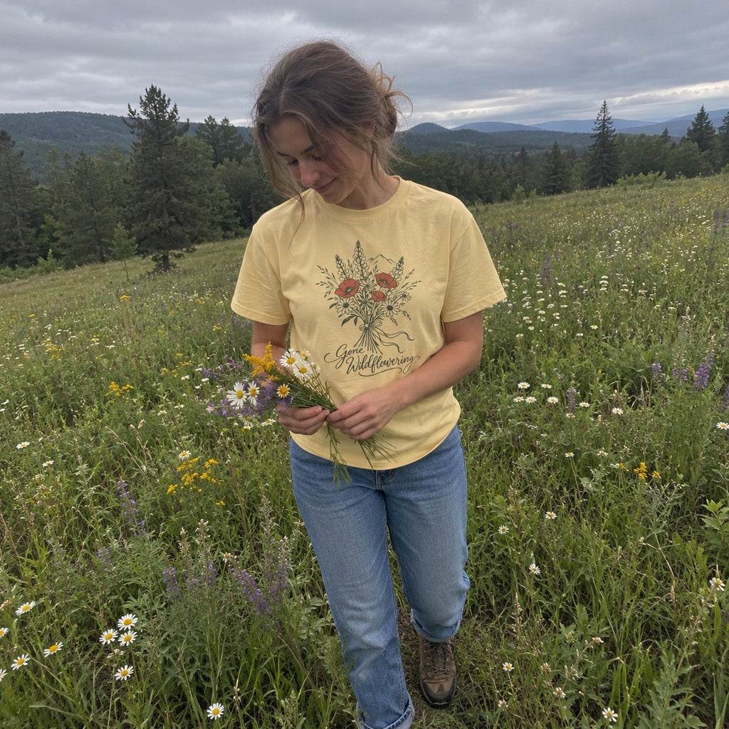 Gone Wildflowering T-Shirt - worn outdoors