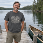 Loon on the Lake T-Shirt worn outdoors