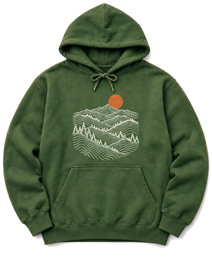 Pine Ridge Moon Hoodie - Military Green