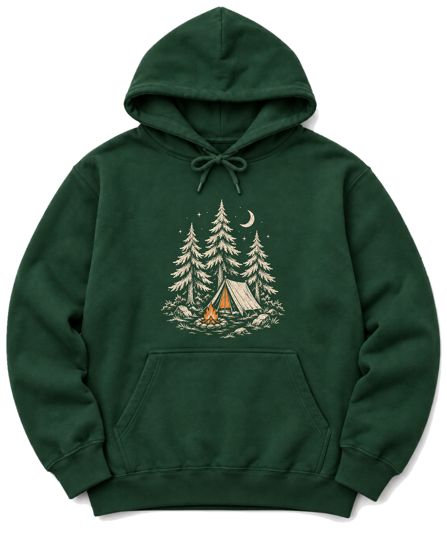 Camp Under the Pines Hoodie - Forest Green